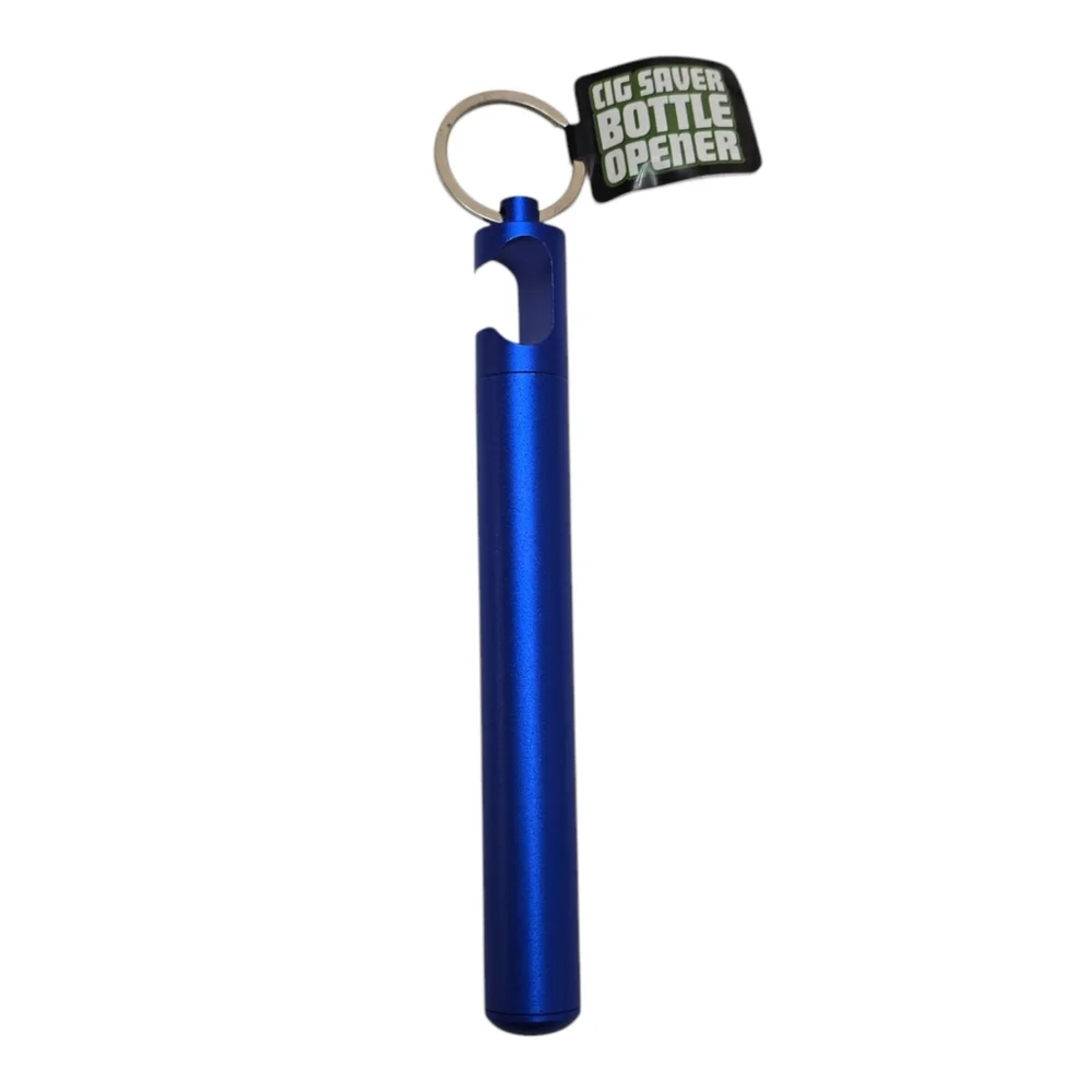 NWT Smokezilla Storage Tube Container Keychain with Bottle Opener Metallic Blue